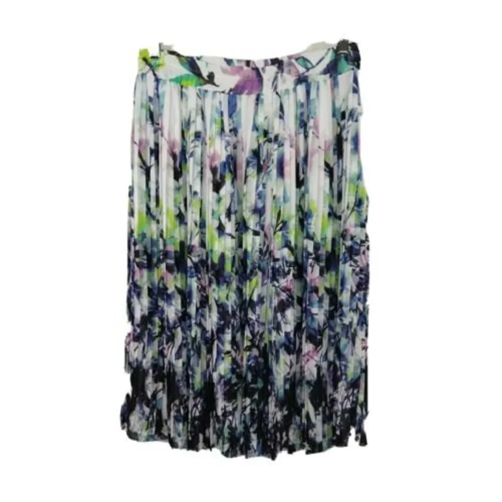 Liz Claiborne Pleated Midi Skirt Women Size M Purple Multicolor Pull-on Easter